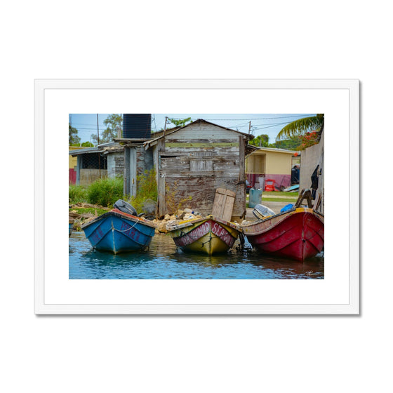 Black River Jamaica 3 Boats Framed & Mounted Print