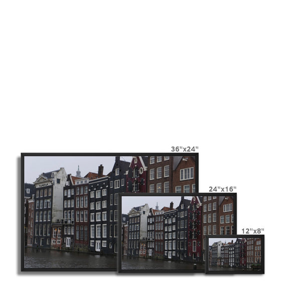 Amsterdam Damrak Waterfront Framed Canvas