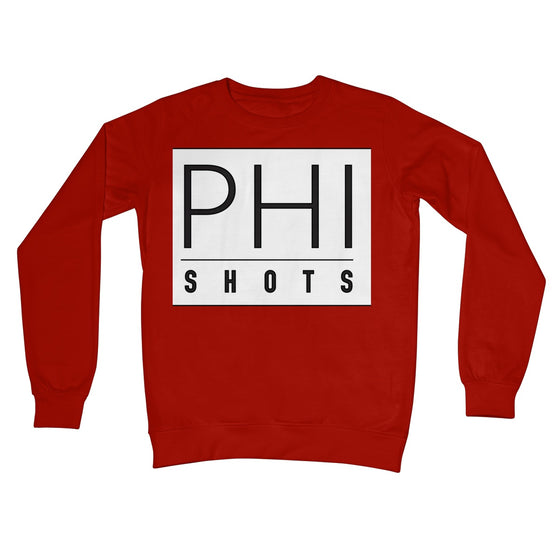 PhiShots Logo White Crew Neck Sweatshirt