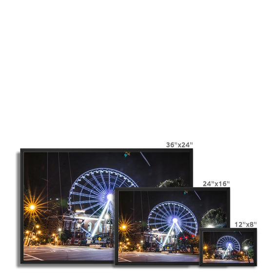 ATL Skyview Ferris Wheel - Blue Framed Canvas
