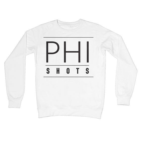 PhiShots Logo White Crew Neck Sweatshirt