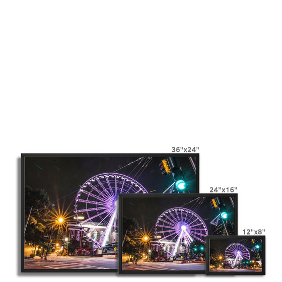 ATL Skyview Ferris Wheel - Purple Framed Canvas