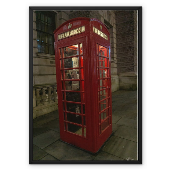 Red Phone Booth 2 Framed Canvas