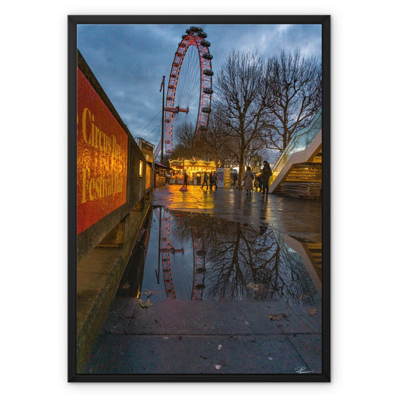 The London Eye & Carousel - Red Framed Canvas