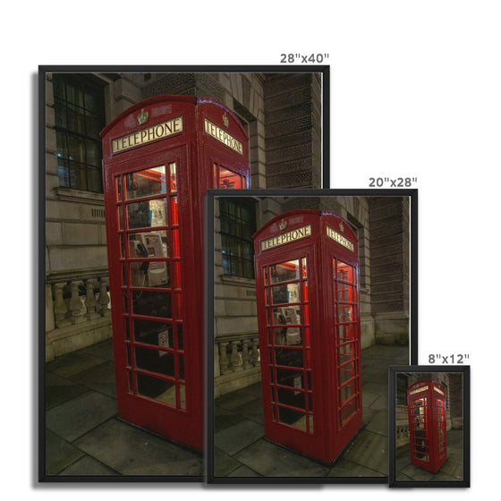 Red Phone Booth 2 Framed Canvas