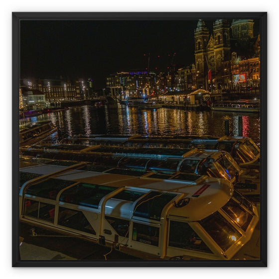 Amsterdam Water Taxis Framed Canvas