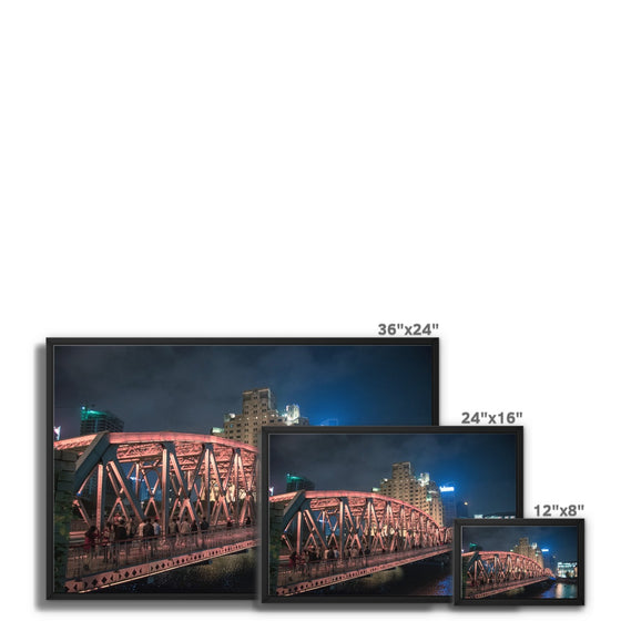 Waibaidu Bridge Shanghai Framed Canvas